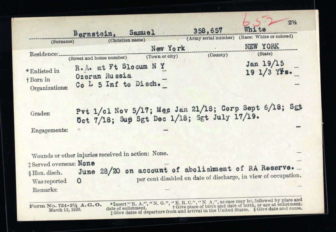 WWI Military Record