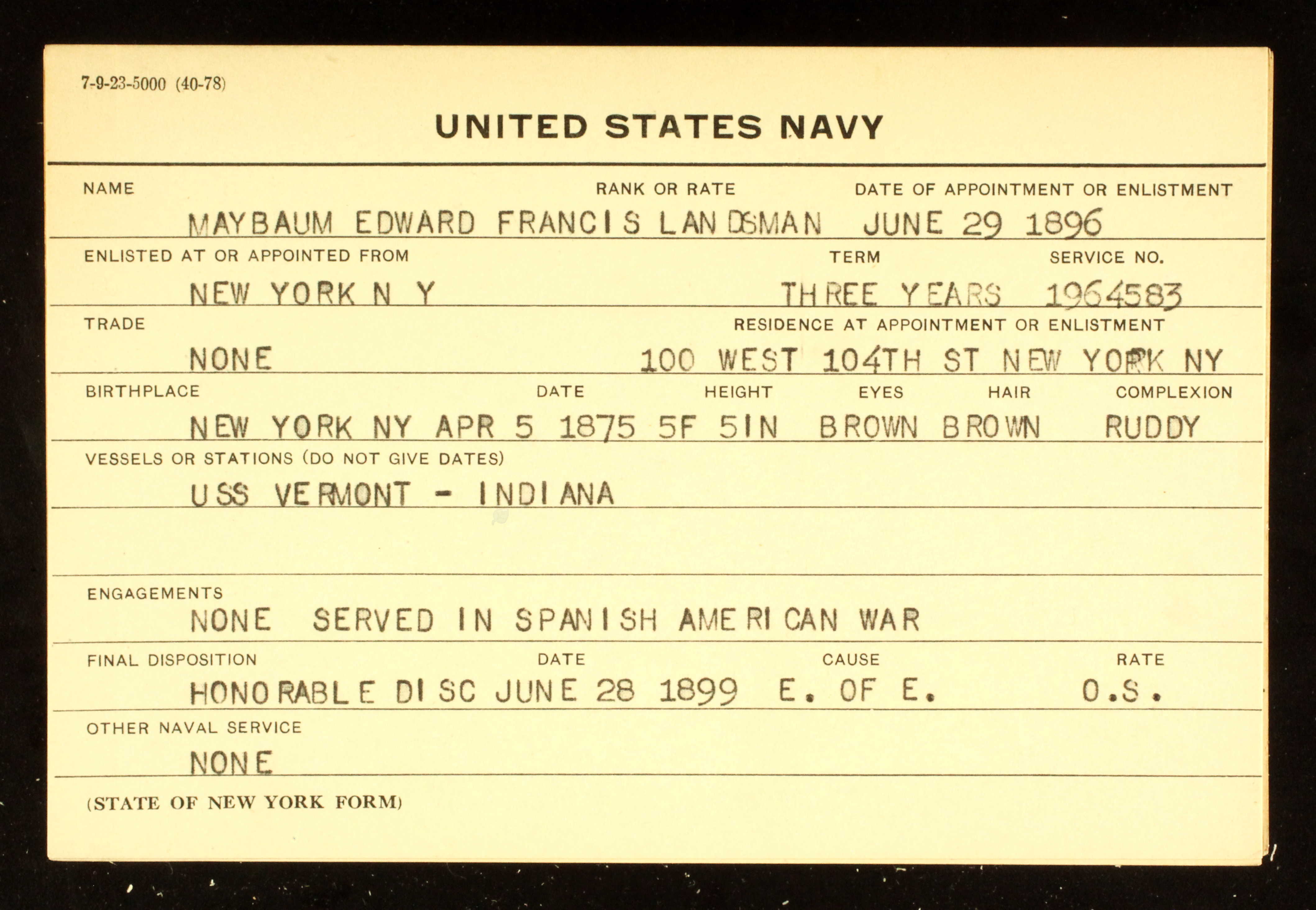 Naval Service Record