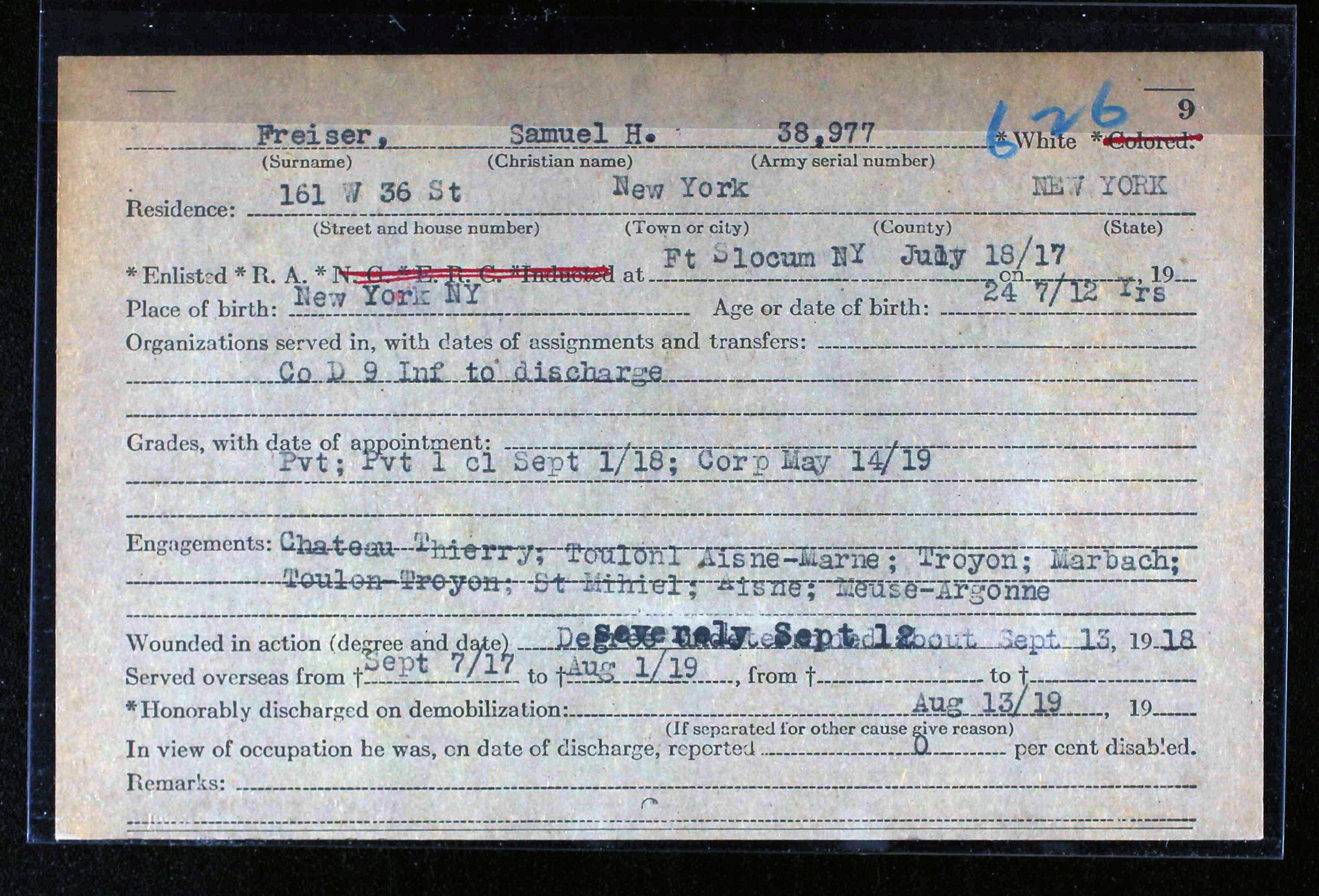 New York, Abstracts of World War I Military Service